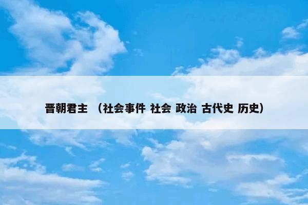 晋朝君主 （社会事件 社会 政治 古代史 历史）