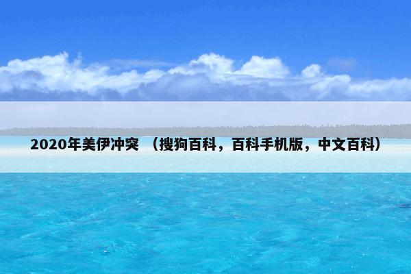 2020年美伊冲突 （搜狗百科，百科手机版，中文百科）