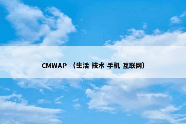 CMWAP （生活 技术 手机 互联网）