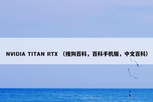 NVIDIA TITAN RTX （搜狗百科，百科手机版，中文百科）